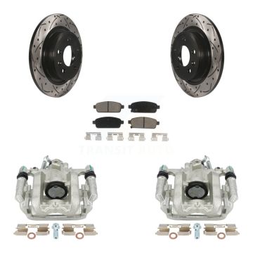 Rear Brake Coat Caliper Drill Slot Rotor Ceramic Pad Kit For 2013 Chevrolet Cruze LT/LTZ KCD-100445C