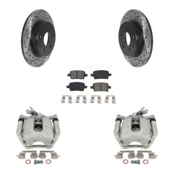 Rear Brake Coated Caliper Drill Slotted Rotors Semi-Metallic Pad Kit For Chevrolet Cruze KCD-100445S