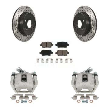 Rear Disc Brake Coated Caliper Drilled Slotted Rotor Ceramic Pad Kit For Chevrolet Cruze KCD-100448C