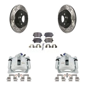 Rear Disc Brake Coated Caliper Drill Slot Rotor Ceramic Pad Kit For Volkswagen Tiguan CC KCD-100448T