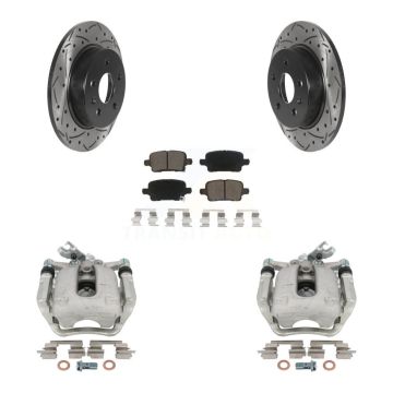 Rear Disc Brake Coated Caliper Drilled Slotted Rotor Ceramic Pad Kit For Chevrolet Cruze KCD-100449C