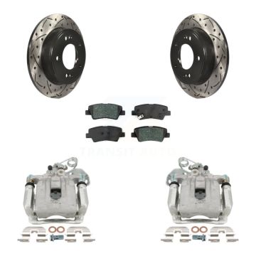 Rear Brake Caliper Drill Slot Rotor Semi-Metallic Pad Kit For 17-20 Hyundai Elantra 2.0L KCD-100451S