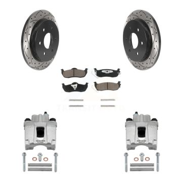 Rear Brake Caliper Drill Slotted Rotors Ceramic Pad Kit For Nissan TITAN Armada INFINITI KCD-100452C