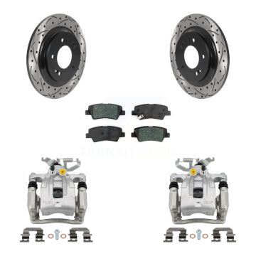 Rear Brake Caliper Drilled Slot Rotor Semi-Metallic Pad Kit For 2018-2019 Kia Niro VIN C KCD-100452S