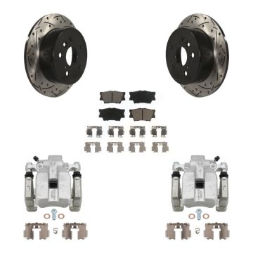 Rear Brake Caliper Drill Slot Rotors Ceramic Pad Kit For Toyota Camry Lexus ES350 Avalon KCD-100453C