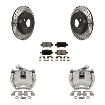 Rear Brake Coated Caliper Drill Slotted Rotors Semi-Metallic Pad Kit For Chevrolet Cruze KCD-100454P