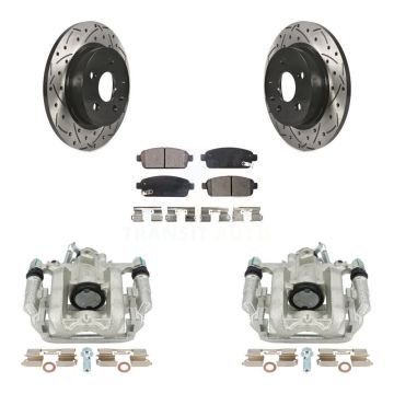 Rear Brake Coated Caliper Drilled Slot Rotor Ceramic Pad Kit For Chevrolet Cruze Limited KCD-100454T