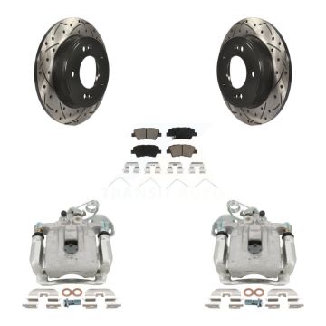 Rear Brake Caliper Drilled Slot Rotor Ceramic Pad Kit For 2017-2020 Hyundai Elantra 2.0L KCD-100455C
