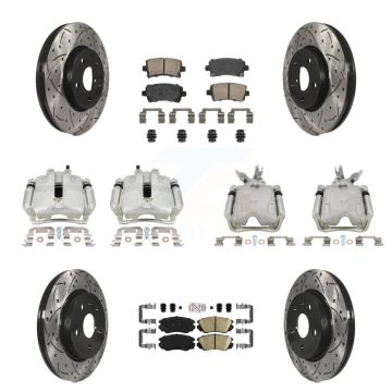 Front Rear Brake Caliper Drill Slotted Rotor Ceramic Pad Kit (10Pc) For Chevrolet Malibu KCD-100455N