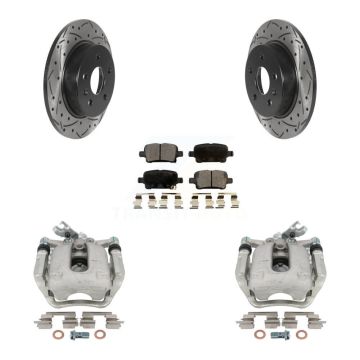 Rear Brake Coated Caliper Drill Slotted Rotors Semi-Metallic Pad Kit For Chevrolet Cruze KCD-100455P