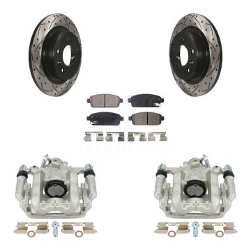Rear Brake Coat Caliper Drill Slot Rotor Ceramic Pad Kit For 2013 Chevrolet Cruze LT/LTZ KCD-100455T