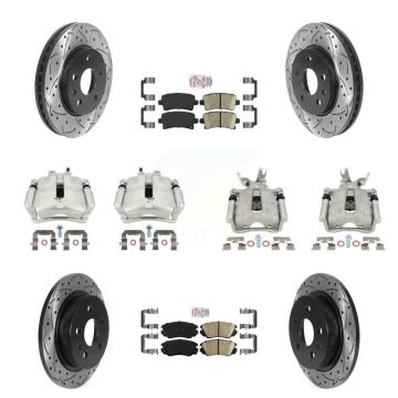 Front Rear Brake Caliper Drill Slotted Rotor Ceramic Pad Kit (10Pc) For Chevrolet Malibu KCD-100456N