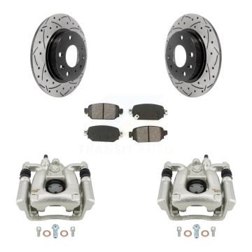 Rear Disc Brake Coated Caliper Drill Slot Rotors Semi-Metallic Pad Kit For Mazda 3 Sport KCD-100456S