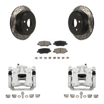 Rear Disc Brake Coated Caliper Drill Slotted Rotors Ceramic Pad Kit For Jeep Wrangler JK KCD-100457C