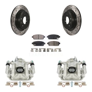 Rear Brake Caliper Drill Slot Rotor Ceramic Pad Kit For Chevrolet Cruze Orlando Volt ELR KCD-100457T