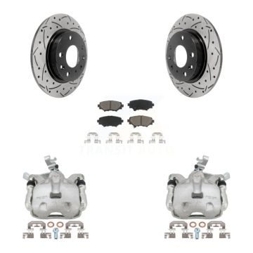 Rear Brake Coated Caliper Drilled Slot Rotor Ceramic Pad Kit For Mazda 3 Sport 2.5L/2.0L KCD-100458C