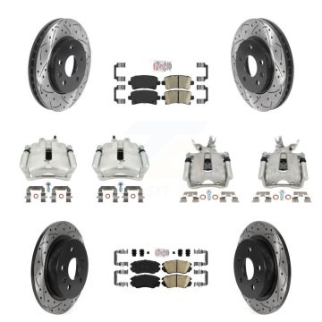 Front Rear Brake Caliper Drill Slotted Rotor Ceramic Pad Kit (10Pc) For Chevrolet Malibu KCD-100458N