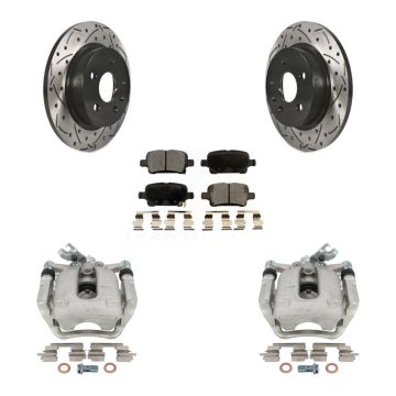 Rear Disc Brake Coated Caliper Drilled Slotted Rotor Ceramic Pad Kit For Chevrolet Cruze KCD-100458T