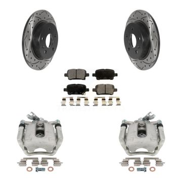 Rear Disc Brake Coated Caliper Drilled Slotted Rotor Ceramic Pad Kit For Chevrolet Cruze KCD-100459T