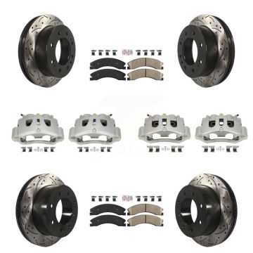 Front Rear Brake Caliper Drill Slot Rotors Ceramic Pad Kit (10Pc) For GMC Chevrolet 2500 KCD-100460N