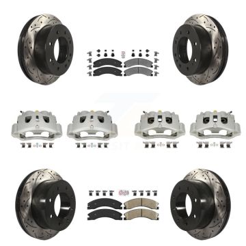 Front Rear Brake Caliper Drilled Slot Rotor Ameribrakes Pad Kit (10Pc) For GMC Chevrolet KCD-100461N
