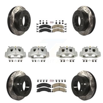 Front Rear Brake Caliper Drill Slot Rotors Ceramic Pad Kit (10Pc) For GMC Chevrolet 2500 KCD-100462N