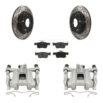Rear Disc Brake Coated Caliper Drill Slotted Rotor Semi-Metallic Pad Kit For Honda Civic KCD-100462S