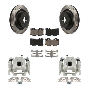 Rear Brake Caliper Drill Slot Rotors Ceramic Pad Kit For INFINITI G37 With Brembo Brakes KCD-100463C