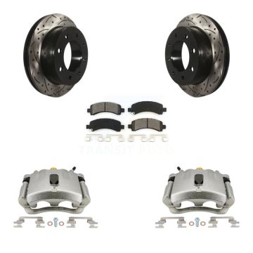 Rear Brake Caliper Drill Slot Rotors Semi-Metallic Pad Kit For GMC Chevrolet Savana 3500 KCD-100463S