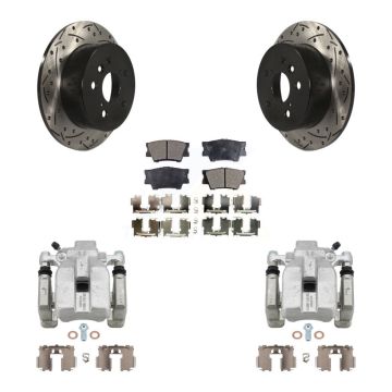 Rear Brake Caliper Drill Slot Rotors Ceramic Pad Kit For Toyota Camry Lexus ES350 Avalon KCD-100463T