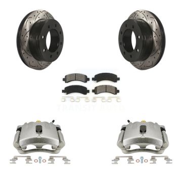 Rear Brake Caliper Drill Slot Rotors Semi-Metallic Pad Kit For GMC Chevrolet Savana 2500 KCD-100464S