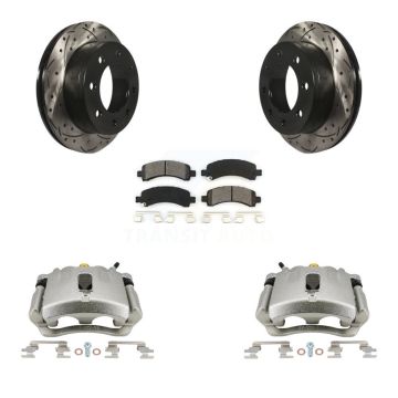 Rear Brake Caliper Drill Slot Rotor Semi-Metallic Pad Kit For Chevrolet Express 2500 GMC KCD-100465S