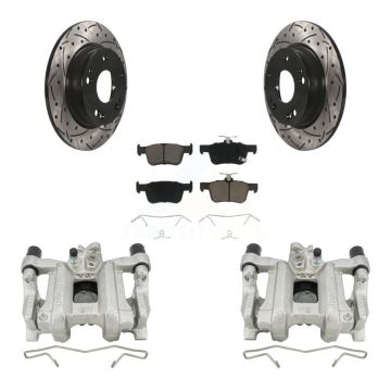 Rear Disc Brake Coated Caliper Drilled Slotted Rotor And Ceramic Pad Kit For Honda Civic KCD-100466C