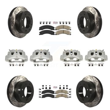 Front Rear Brake Caliper Drill Slot Rotors Ceramic Pad Kit (10Pc) For GMC Chevrolet 2500 KCD-100466N