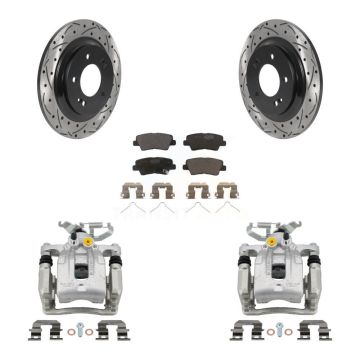 Rear Brake Coated Caliper Drill Slot Rotors Ceramic Pad Kit For 2018-2019 Kia Niro VIN C KCD-100466T