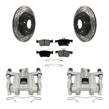 Rear Disc Brake Coated Caliper Drill Slot Rotors Ceramic Pad Kit For Honda Civic Insight KCD-100467C