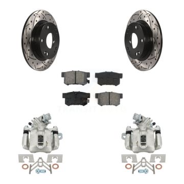 Rear Brake Caliper Drill Slot Rotors Semi-Metallic Pad Kit For Honda Civic Acura CSX ILX KCD-100467S