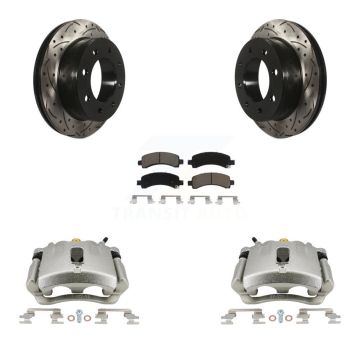 Rear Brake Caliper Drilled Slot Rotor Ceramic Pad Kit For GMC Chevrolet Savana 3500 2500 KCD-100468C