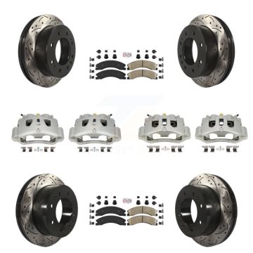 Front Rear Brake Caliper Drill Slot Rotors Ceramic Pad Kit (10Pc) For GMC Chevrolet 2500 KCD-100468N