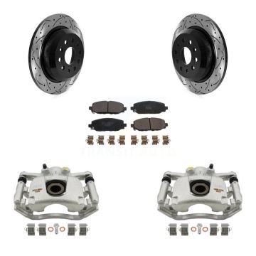 Rear Brake Caliper Drill Slot Rotors Ceramic Pad Kit For 2018-2020 Jeep Wrangler Rubicon KCD-100468T