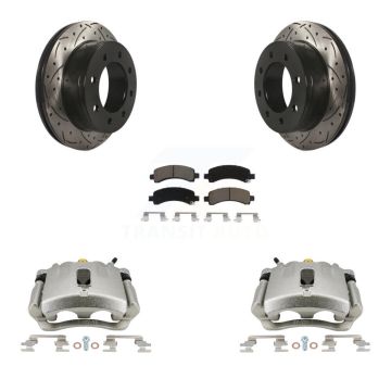 Rear Brake Caliper Drilled Slot Rotor Ceramic Pad Kit For GMC Chevrolet Savana 2500 3500 KCD-100469C
