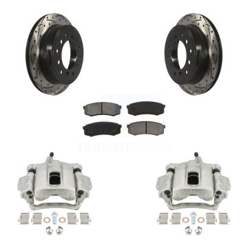 Rear Brake Caliper Drill Slotted Rotor Semi-Metallic Pad Kit For 10-14 Toyota FJ Cruiser KCD-100469S