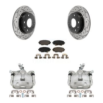 Rear Brake Coated Caliper Drilled Slot Rotor Ceramic Pad Kit For Mazda 3 Sport 2.5L/2.0L KCD-100469T