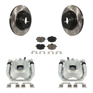Rear Brake Coated Caliper Drill Slotted Rotor Ceramic Pad Kit For 2012 BMW X3 From 10 11 KCD-100471C