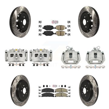 Front Rear Brake Caliper Drill Slot Rotors Ceramic Pad Kit (10Pc) For Ford Explorer Flex KCD-100471N