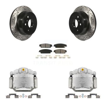 Rear Brake Caliper Drill Slot Rotors Semi-Metallic Pad Kit For Chevrolet GMC Sierra 1500 KCD-100471S