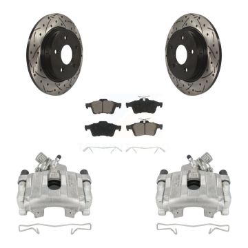 Rear Disc Brake Coated Caliper Drilled Slotted Rotors And Ceramic Pad Kit For Ford Focus KCD-100473C