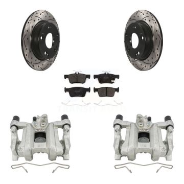 Rear Brake Coated Caliper Drill Slot Rotor Semi-Metallic Pad Kit For Honda Civic Insight KCD-100474P