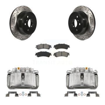 Rear Brake Caliper Drill Slotted Rotor Semi-Metallic Pad Kit For GMC Sierra 1500 Classic KCD-100474S