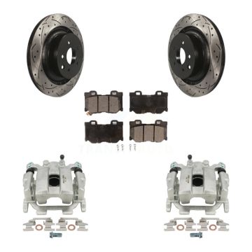 Rear Brake Caliper Drill Slot Rotors Ceramic Pad Kit For INFINITI G37 With Brembo Brakes KCD-100474T